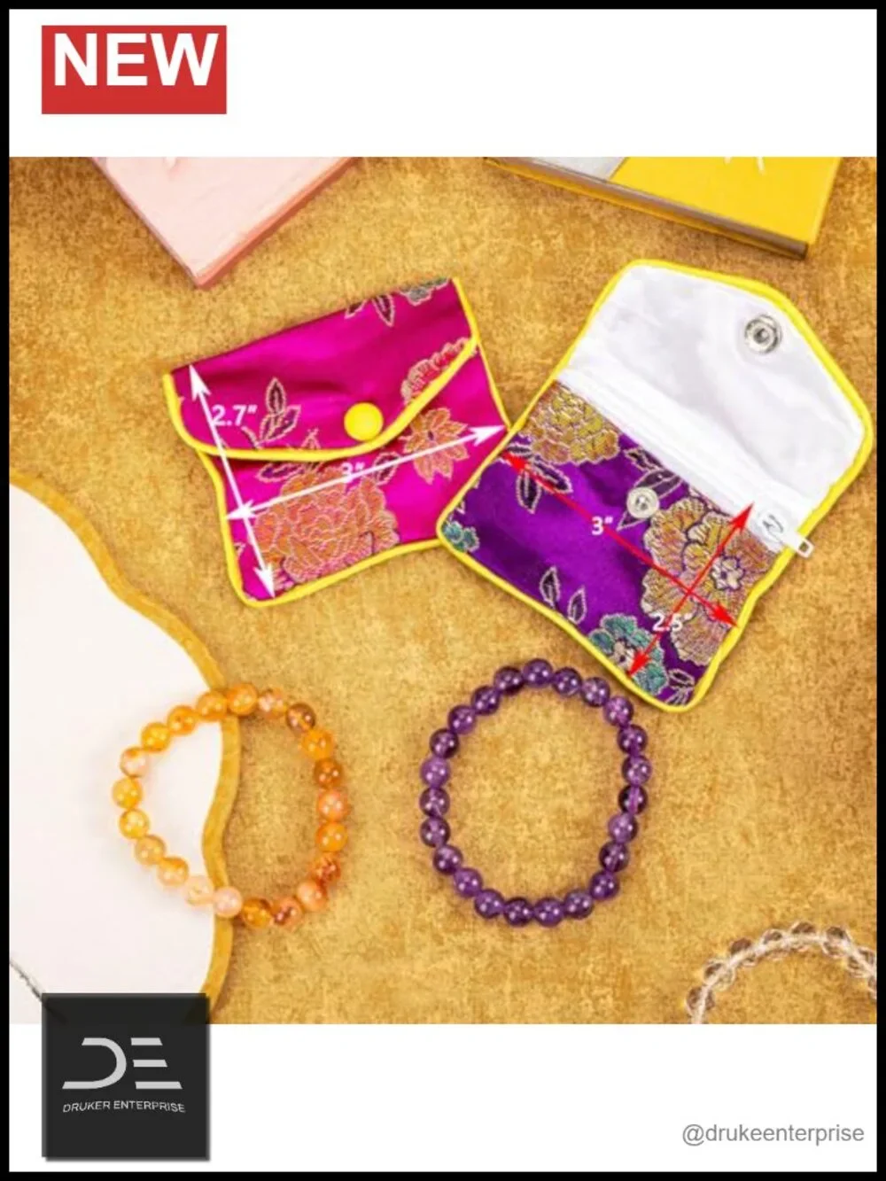 Travel Jewelry Case Silk Purse Pouch for Women Girl Gifts 15 Pcs